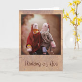 Denken Sie an zwei Rag-Dolls-Fotokarte Karte (Gelbe Blume)