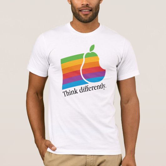 Denken Sie anders als - Retro Apple-Parodie-T - T-Shirt (Vorderseite)