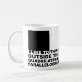 Denken Sie außerhalb der Box Funny Geek Nerd Tasse (Links)