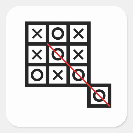 denken Sie außerhalb der Box Tac Toe extra clev cl Quadratischer Aufkleber (Vorderseite)