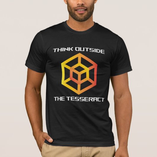Denken Sie außerhalb der Tesseract Math Geometry T-Shirt (Vorderseite)