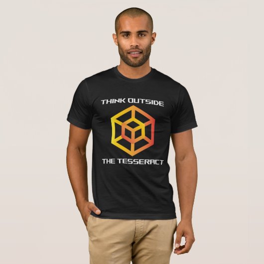 Denken Sie außerhalb der Tesseract Math Geometry T-Shirt (Vorne ganz)