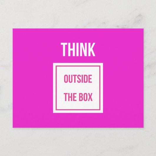 Denken Sie außerhalb des Kästchens Zitat tief rosa Postkarte (Vorderseite)