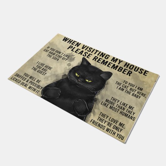 Denken Sie beim Besuch meiner Zuhause bitte an Kat Fußmatte (Schrägansicht)