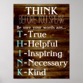 Denken Sie, bevor Sie sprechen Lehrer Poster (Vorne)