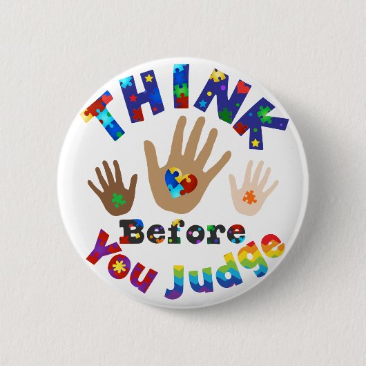 DENKEN SIE, bevor Sie urteilen Button (Vorderseite)
