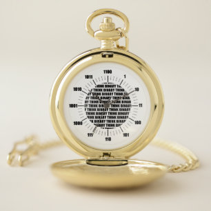 Denken Sie binären Uhrgeek-Spaß Taschenuhr