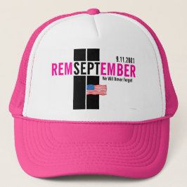 Denken Sie daran, 11. September Flag Hat rosa Truckerkappe