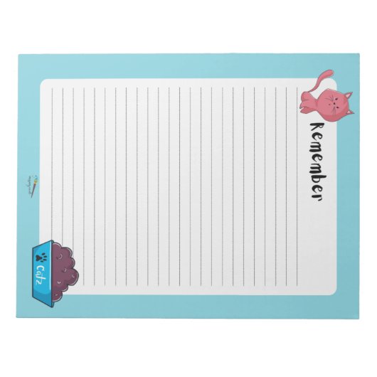 Denken Sie daran, Blue Cat Lined Notes zu beachten Notizblock (Vorderseite)