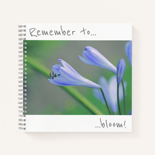 Denken Sie daran, Blue Flowers Notebook zu blühen Notizblock (Vorderseite)