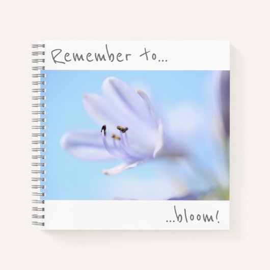 Denken Sie daran, Blue Lila Blume Notebook zu blüh Notizblock (Vorderseite)