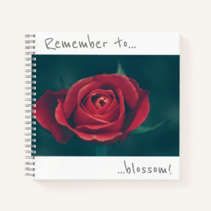 Denken Sie daran, blühen Rote Rose Blume Notebook Notizblock