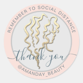 Denken Sie daran, soziale Distanz Schönheit Behalt Runder Aufkleber
