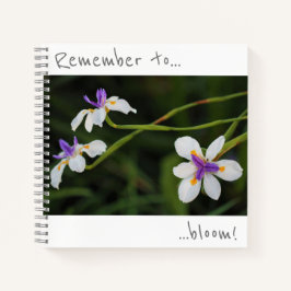 Denken Sie daran, Wild Iris Blume Notebook zu blüh Notizblock
