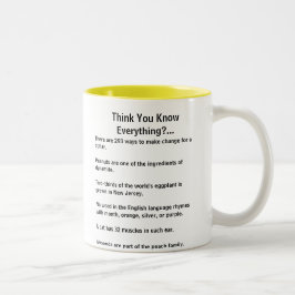 Denken Sie, dass Sie alles Zweifarbige Tasse