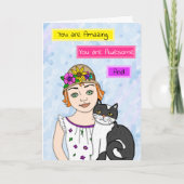 Denken Sie einfach über Sie nach | Folk Art Girl a Karte (Vorderseite)