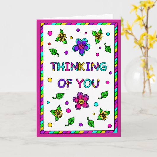 Denken Sie | Farbseite innen Karte (Gelbe Blume)