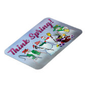 denken Sie Frühling mit Snowman und Magneten des Magnet (Linke Seite)