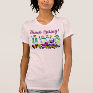denken Sie Frühling Snowman und T-Shirt