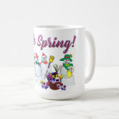 Denken Sie Frühling Snowmen mit Stiefmütterchen Kaffeetasse (VorderseiteRechts)