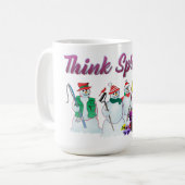 Denken Sie Frühling Snowmen mit Stiefmütterchen Kaffeetasse (Vorderseite Links)