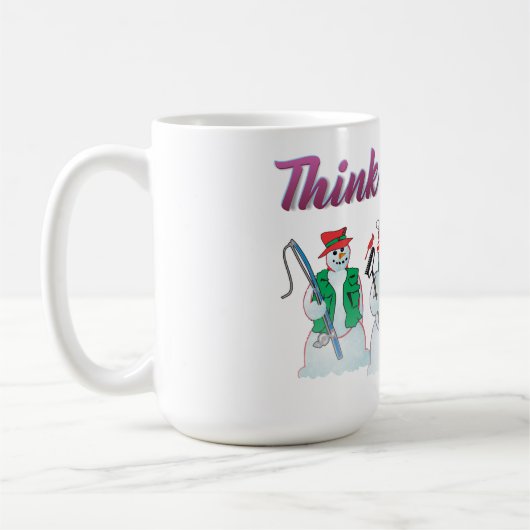 Denken Sie Frühling Snowmen mit Stiefmütterchen Kaffeetasse (Links)