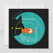 DENKEN SIE - Funny Black Cat & Fish Card Einladung (Vorderseite)