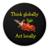 Denken Sie global handeln lokal Red Keramik Knob Keramikknauf (Vorderseite)