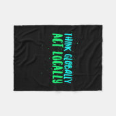 Denken Sie global handeln lokal und ökologisch Fleecedecke (Vorderseite (Horizontal))