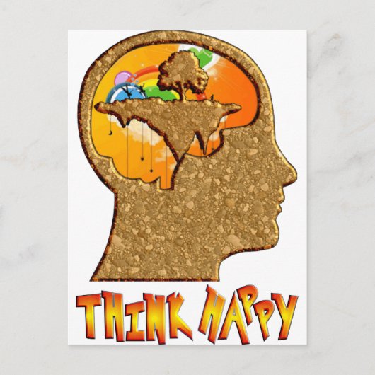 Denken Sie glückliches Postkarte (Vorderseite)