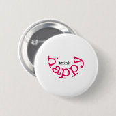 Denken Sie glückliches (rotes Lächeln) Button (Vorne & Hinten)