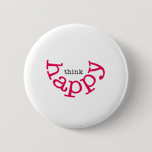 Denken Sie glückliches (rotes Lächeln) Button