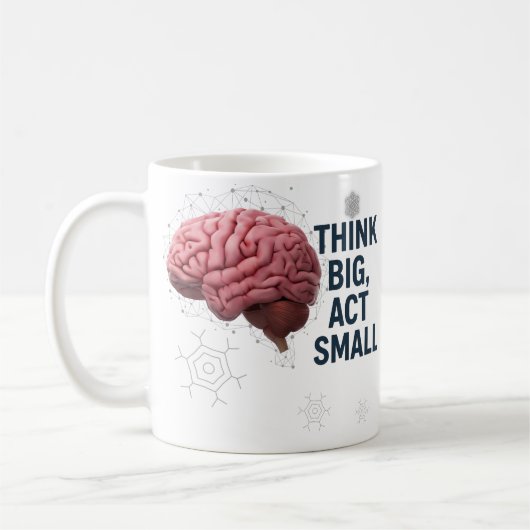Denken Sie groß, handeln Sie klein Kaffeetasse (Links)