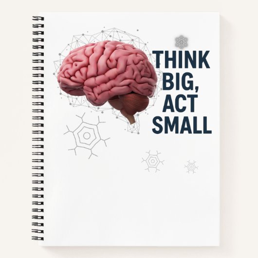 Denken Sie groß, handeln Sie klein Notizblock (Vorderseite)