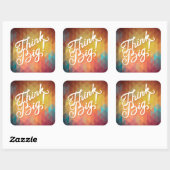 Denken Sie großes Quadratischer Aufkleber (Blatt)