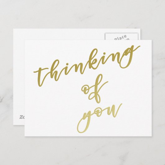 Denken Sie | Imitats Gold Script Postcard Postkarte (Vorne/Hinten)