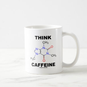 Denken Sie Koffein (Koffein-chemisches Molekül) Kaffeetasse