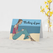 DENKEN SIE, MÄDCHEN AM STRAND KARTE (Gelbe Blume)