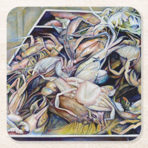 Denken Sie mal über den Tellerrand hinaus, Singapu Rechteckiger Pappuntersetzer