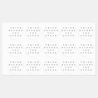 Denken Sie nach, bevor Sie das Aufkleber-Set sprec Etiketten