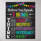 Denken Sie nach, bevor Sie das Klassenzimmer-Poste Poster (Vorne)