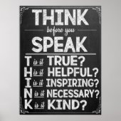 Denken Sie nach, bevor Sie das Klassenzimmer-Poste Poster (Vorne)