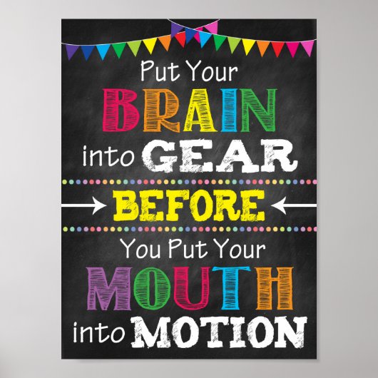 Denken Sie nach, bevor Sie druckbares Poster sprec (Vorne)