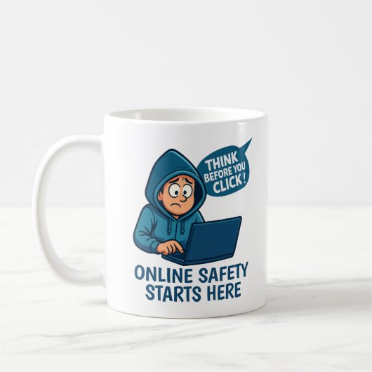Denken Sie nach, bevor Sie klicken - Online-Sicher Kaffeetasse (Links)