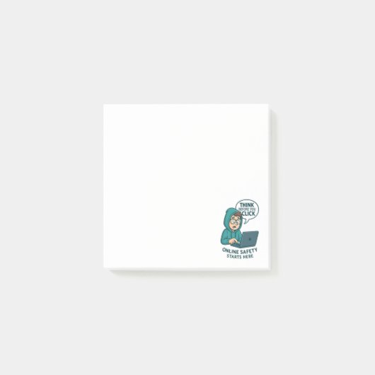 Denken Sie nach, bevor Sie klicken - Online-Sicher Post-it Klebezettel (Vorderseite)