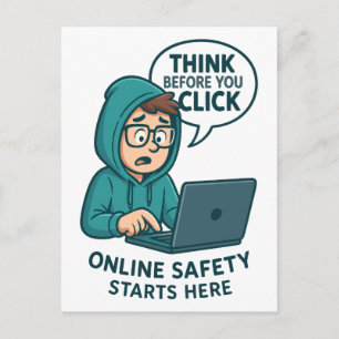 Denken Sie nach, bevor Sie klicken - Online-Sicher Postkarte