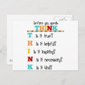 Denken Sie nach, bevor Sie sprechen Postkarte (Vorne/Hinten)