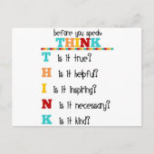 Denken Sie nach, bevor Sie sprechen Postkarte (Vorderseite)