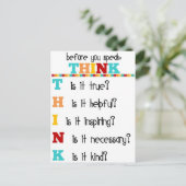Denken Sie nach, bevor Sie sprechen Postkarte (Stehend Vorderseite)