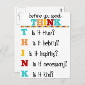 Denken Sie nach, bevor Sie sprechen Postkarte (Vorne/Hinten)